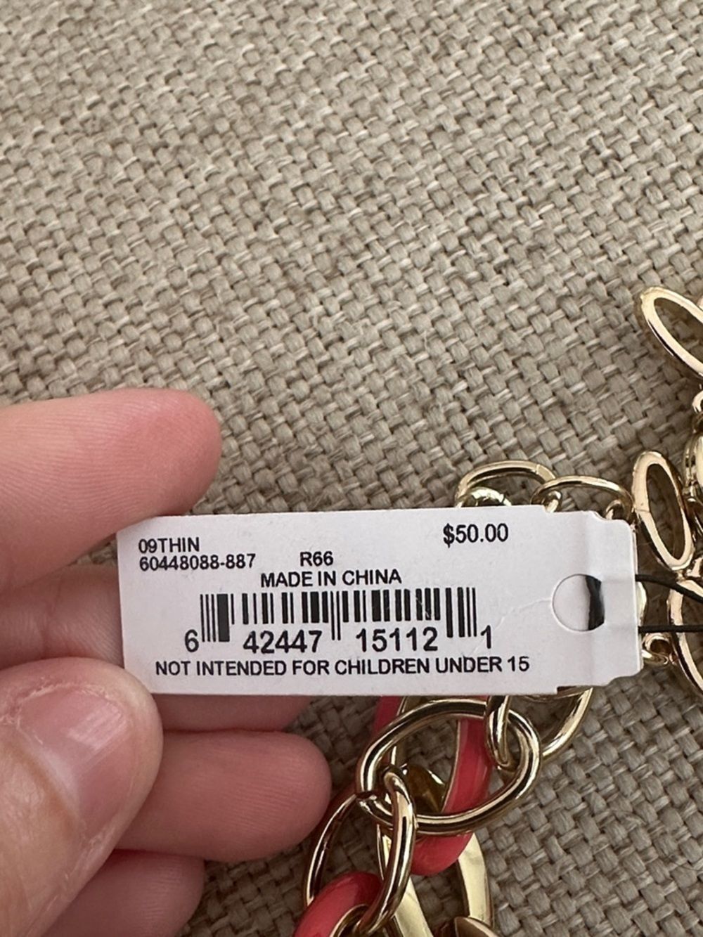 NWT Anne Klein Gold and Coral Chain Necklace - Picture 2 of 5